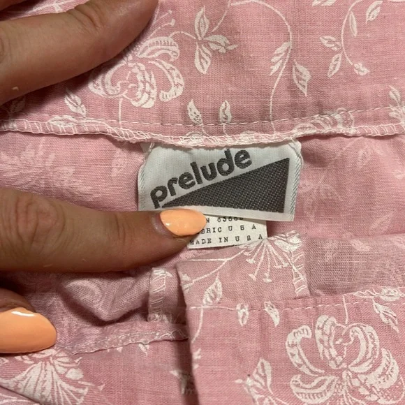 PRELUDE Vintage Pink and White Midi Skirt with Eyelet Hem USA Made Size 13/14 p4 - Picture 6 of 8
